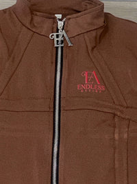 Endless Attire Mocha Brown Performance Jacket | Sporty Streetwear Zip-Up | Sizes M–XXL